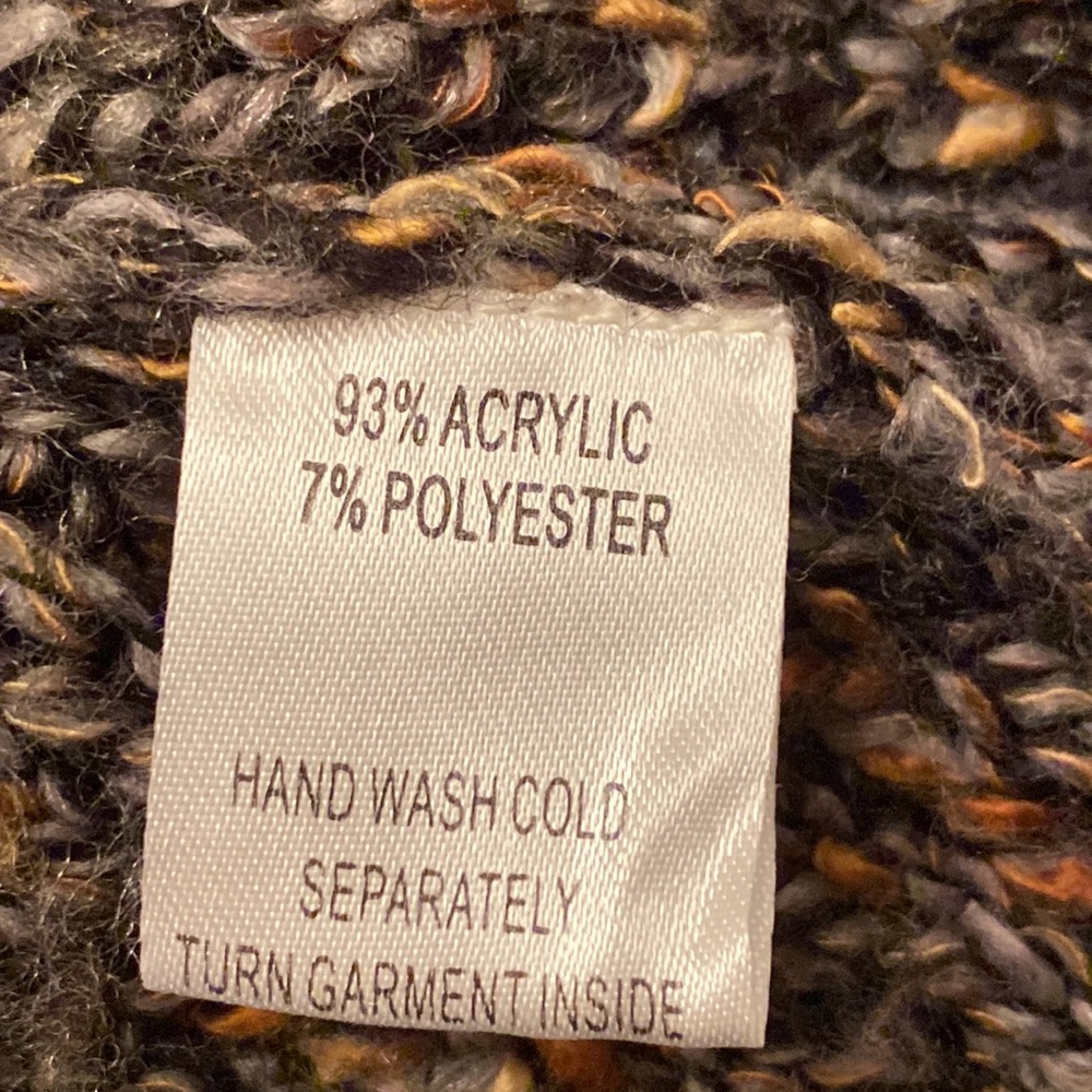 Alps Gray Orange Brown SZ L Cabincore Outdoorsy Gorpcore Knit Cardigan Sweater - Picture 9 of 10